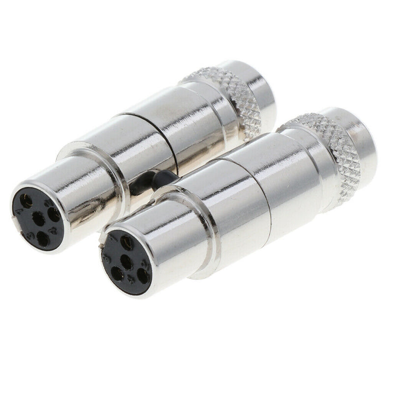 1 Pair(2 Packs) 4-Pin Mini XLR 5mm Socket Head Female Audio Jack Connector Set