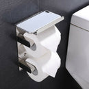 Double Roll Toilet Paper Holder Wall Mounted with Shelf, SUS 304 Stainless