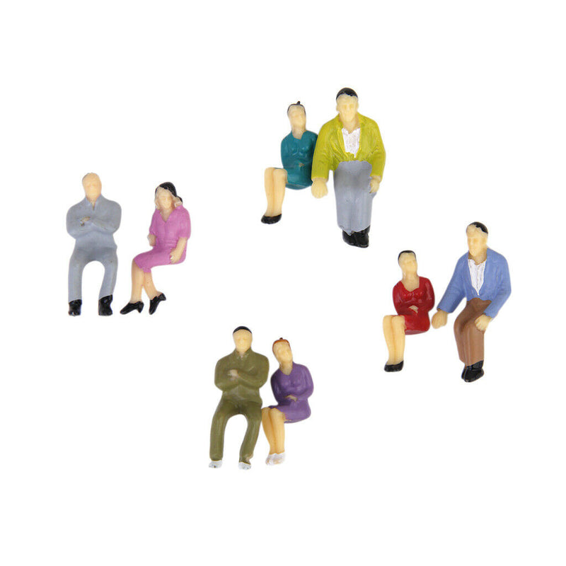 50pcs Mixed Painted Seated People Figures Passengers Train Railroad Layout 1:50