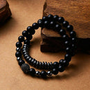 8MM Natural Obsidian Beads Double Winding Charm Buddha Bead Fashion Bracelets