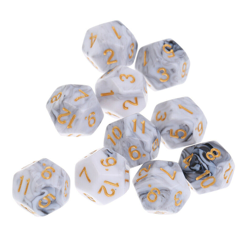 10pcs 12 Sided Dice D12 Polyhedral Dice for    DND MTG RPG High quality White
