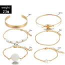 6pcs Retro Shell Flower Bracelet Slice Bangles Women Jewelry Gift (Style 5) A
