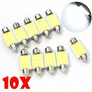 10PCS 36mm C5W Festoon LED COB Reading Map Door Licence Plate Dome Bulb Lights.