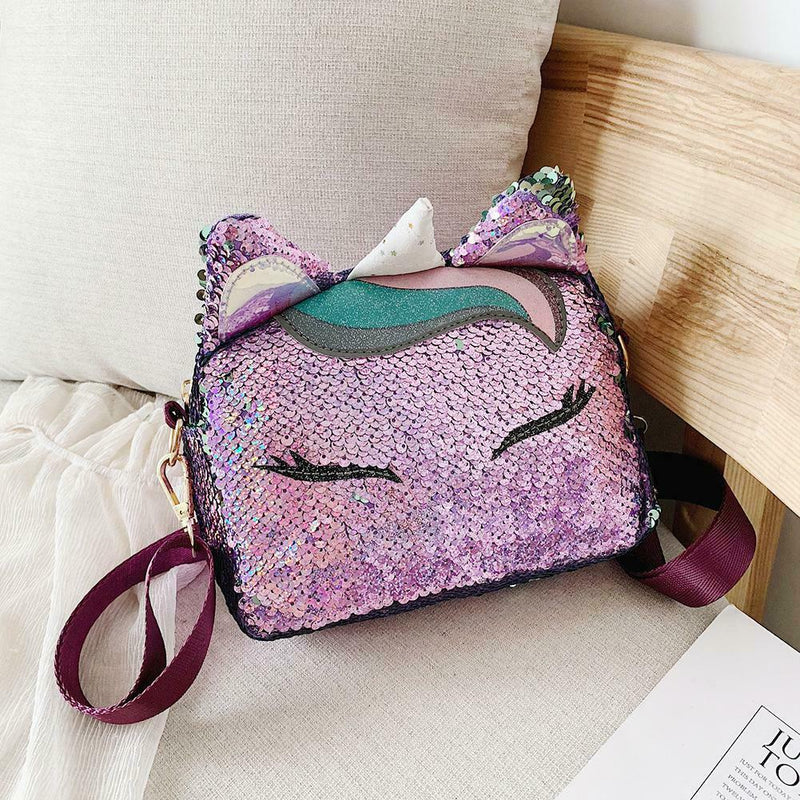 Sequins Animal Shaped Shoulder Handbags Women Small Crossbody Bags (Purple)