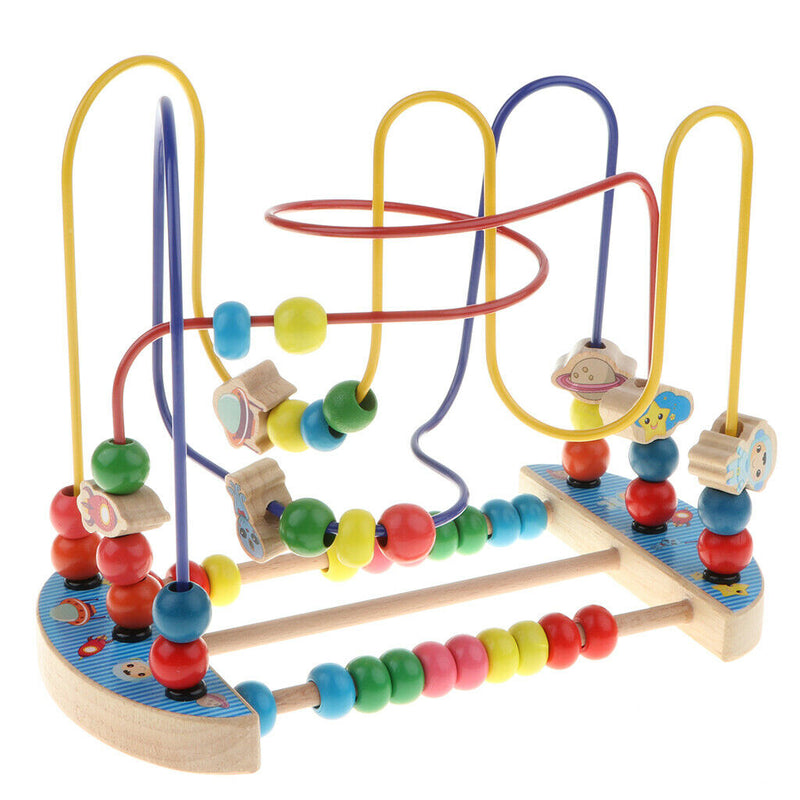 Wooden Space Bead Maze Roller Coaster, Activity Cube Educational Abacus Beads