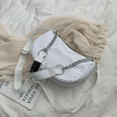 Nylon Women Shoulder Handbags Solid Ladies Travel Messenger Bags (White) A