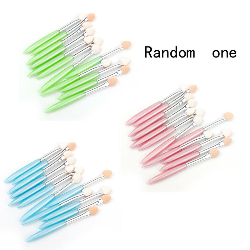 12Pcs Oval Cosmetic Eyeshadow Powder Sponge Brushes Set W/ Plastic Handle Random