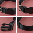 Adjustable Nylon Dog Puppy Collar with Buckle and Clip for Lead (L, Black) J2U3