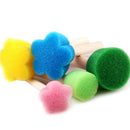 5Pcs/Set Children Diy Painting Sponge Brush Toys Wooden Handle Learning Tool  Dz