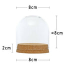 Dia.8x8cm Glass Dome Cover Cloche Jar Succulent Terrariums with Wood Cork