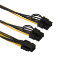 2pcs 6pin Female to Dual 8pin (6+2pin) Male Video Card Power Cable 20cm A