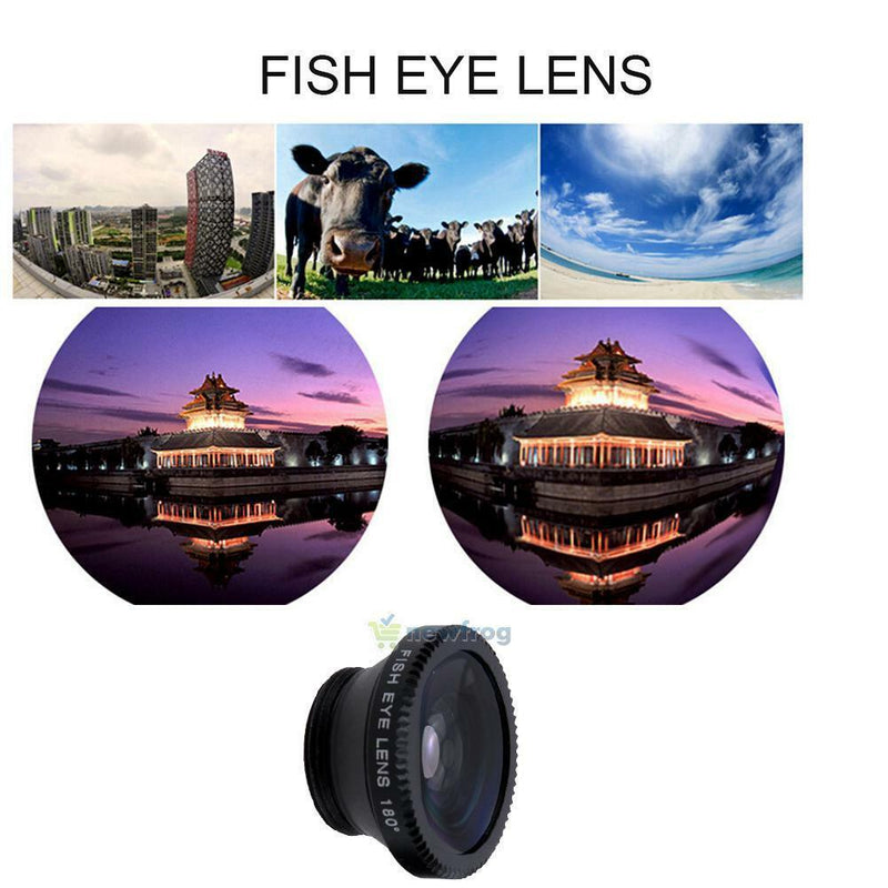 3 in 1 Fish Eye+ Wide Angle+ Macro Camera Lens Kit for Phone (Black) SN9F