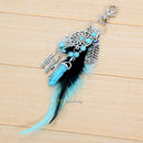 Fashion Women Natural Turquoise Feather Keychain Boho Handbag Purse Decoration