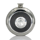 Round Stainless Steel Pocket Flask With Build-In Shot Glass 5Oz Hip Flask M R1M5