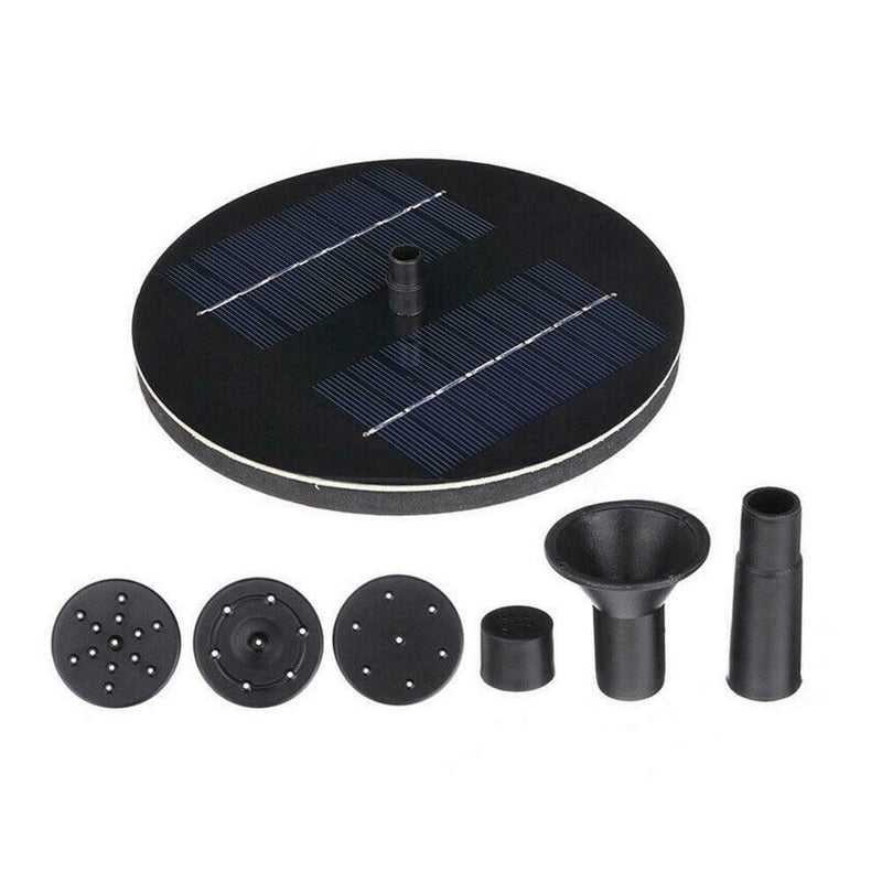 Bird Bath Fountain Solar Powered Water Pump Floating Black Outdoor Pond Garden