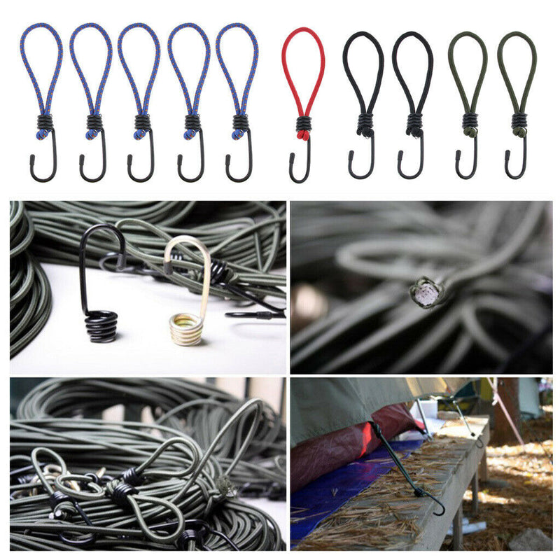 10 Pcs Elastic Bungee Cord Rope Hook for Luggage Tarp Roof Rack Tie Down