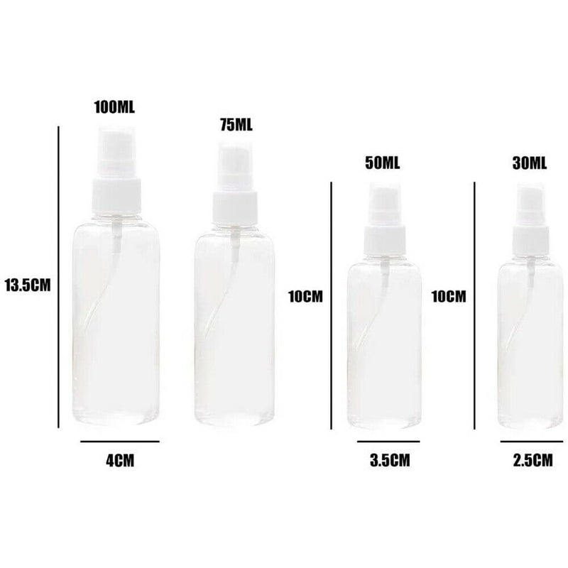 4pcs Transparent Plastic Perfume Spray Bottles Empty Refillable Bottles A