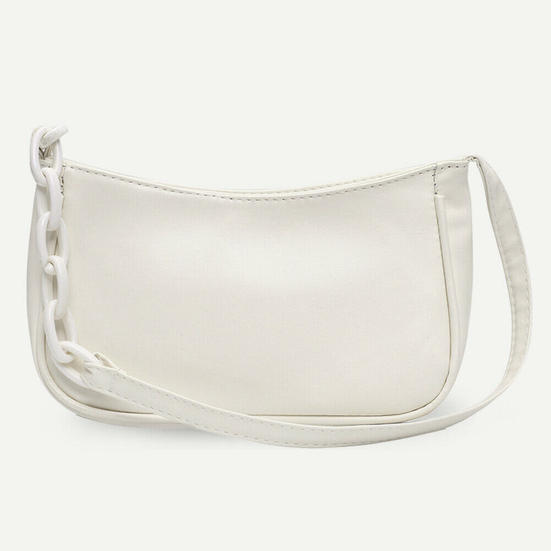 Pure Soft Leather Women Handbag Small Underarm Shoulder Totes Bag (Beige)