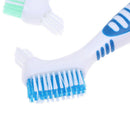 1Pc Denture Teeth Brush Easy Grip Handle Double Sided Toothbrushes Colour Ran BX