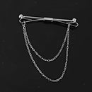 2pcs Collar Pin Bar Shirt Tie Stick Pin Brooch with Chain For Men Women