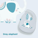 Cartoon Silicone Kids Bib Waterproof Baby Feeding Adjustable Apron (Grey)