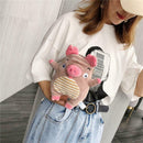 Women Cute Plush Pig Crossbody Bags Ladies Lovely Chain Shoulder Messenger Bags