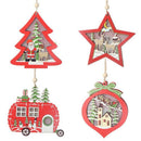 Christmas Tree Decorations Festival Led Light Wood Car Star for Home Hangin