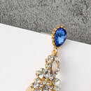Women Rhinestone Tassel Dangle Ear Stud Fringe Drop Long Dress Earrings