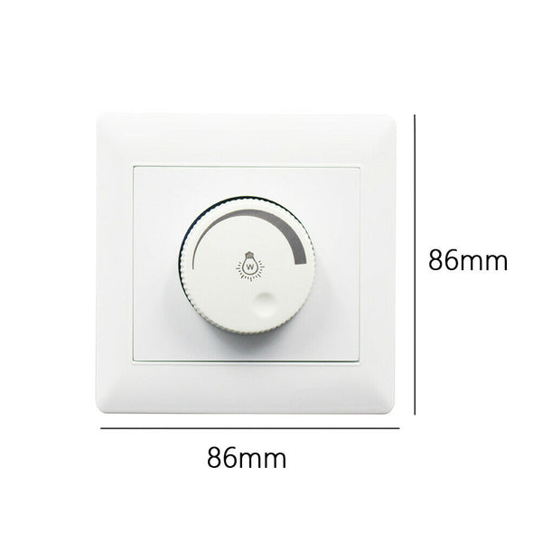 86 Type Rotation Concealed Dimmer Switch Adjustable White 10A LED Light 250V ABS