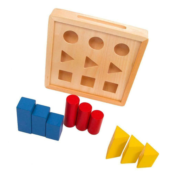 Wooden Shape Sorting Sequence Ladder - 3 Different Colors & Shapes & Height