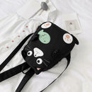 Fashion Cat Print Travel Backpacks Women Canvas Shoulder Top-handle Bags