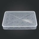 Covered Egg Holder for Refrigerator, 24 Eggs, Clear, Plastic:white