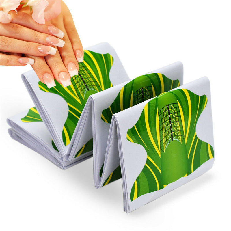 100 Pcs Nail Forms French Design Extension DIY Guide Tool Nail Art Tips Set