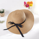 Hot Women's Wide Brim Summer Beach Sun Hat Lady Straw Floppy(Brown) M7W4