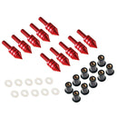 10 x Universal Windscreen Windshield Spike Bolts M5 Screw Well Nuts Red
