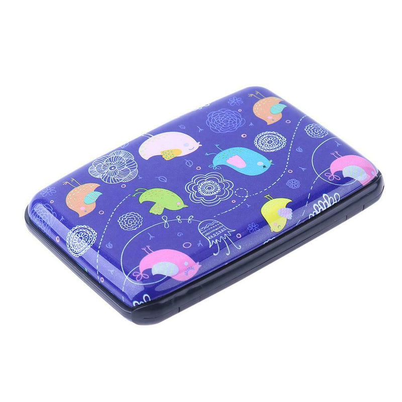 Aluminum Print Waterproof Name Card Box Holder Case(Blue Bottom/Bird)