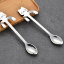 3-Pcs Lovely Cat Long Handle Hanging Spoons Stainless Steel Ice Tea Coffee