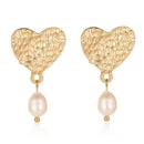 Love Heart Pearls Dangle Ear Stud Women Elegant Sweet Drop Earrings Jewelry A