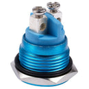 5X(16mm Flush Mounted Momentary SPST Blue Stainless Steel Round Push Butto B8E5)