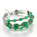 Bracelet Bangle wrist jade tour has 3 rank for women green 6-10mm I9K8