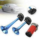 178DB 12V Super-Loud Blue Air Horn Dual Trumpet Compressor Truck Train Car J0D0