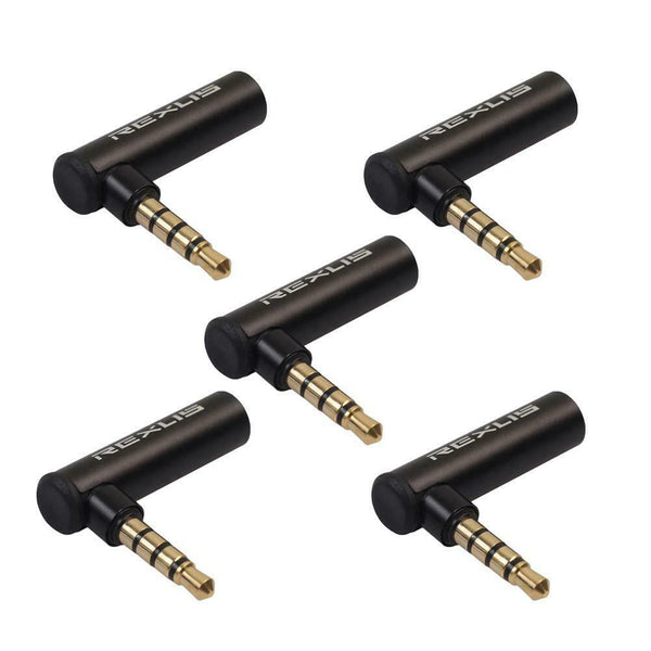 90 Degree Right Angled 3.5mm Male to Female Adapter Connector Plug (5pcs)