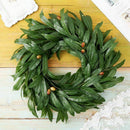 16 Inch Door Wreath Artificial Real Wicker Frame Faux Olive Leaves | UV Res X2Q9