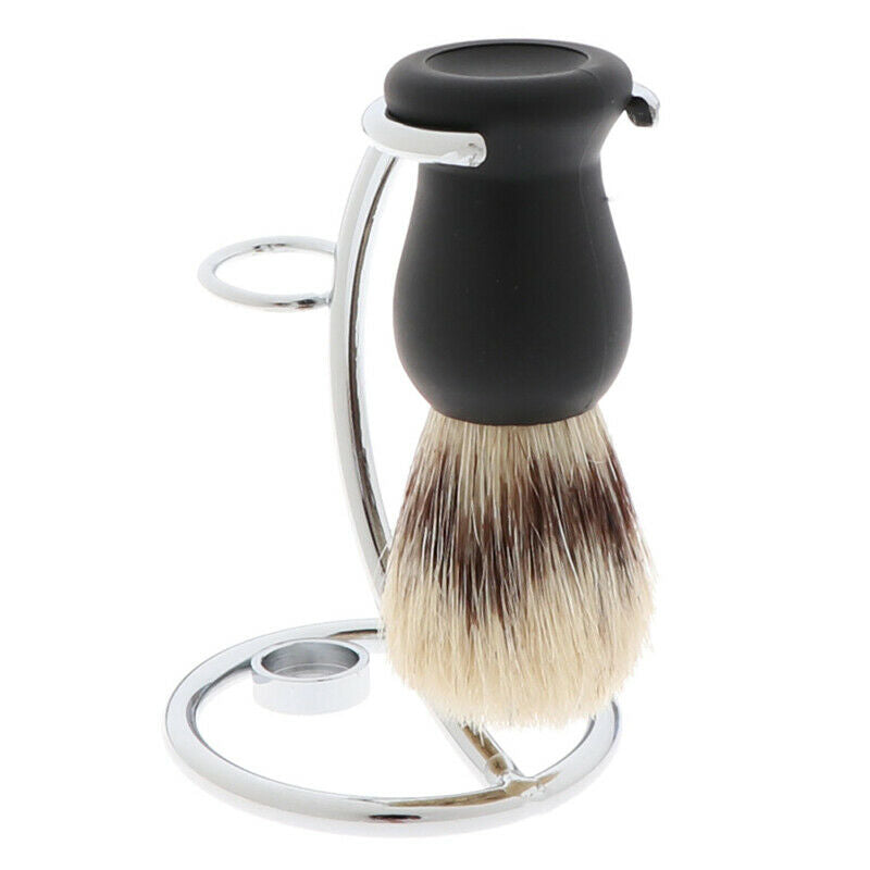 Salon Men Double Edge Safety Razor Set Mustache Beard Shaving Brush Stand Hold3C
