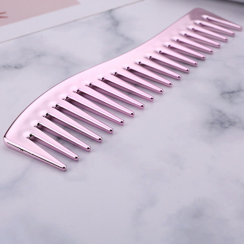 Electroplating Hairdressing Comb Hair Brush Large Wide Tooth Combs (Pink)