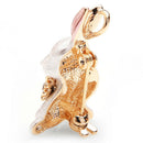 Pink Rabbit Flower Wrench Enamel Brooches Women Men Alloy Rhinestone Animal L9K8
