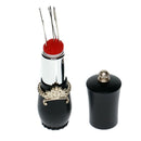 Lipstick Shaped Needles Pin Cushion with 5x Sewing Needles Portable Black