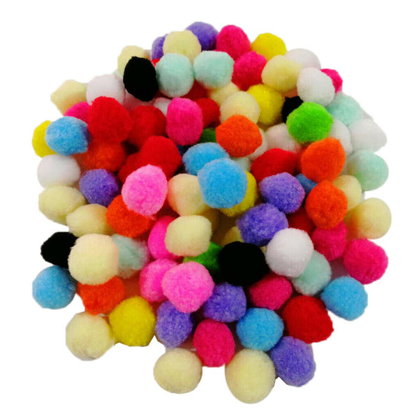 100 Pack 1.4 Inch Assorted Pom Poms for DIY Creative Crafts Decorations, Random