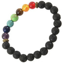 7 Chakra Healing Bracelet Black Lava Beads Reiki Buddha Prayer Stone Men's
