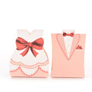 100Pcs Pink Bride Groom Tuxedo Dress Gown Wedding Favor Candy Boxes Gift  3C